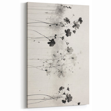 Monochrome Floral Electric Art - Black and White Canvas - Modern Decor