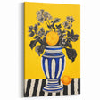 Electric Wall Art: Bold Floral Vase Design with Vibrant Yellow Background
