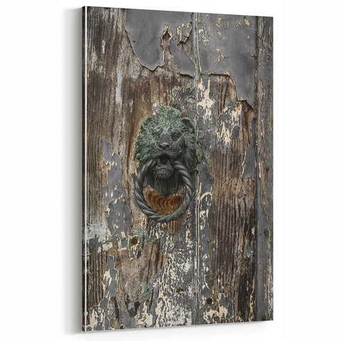 Weathered Lion Door Knocker Wall Art – Rustic Elegance Decor