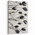 Monochrome Electric Floral Art: Bold Black Tulips on Modern Canvas