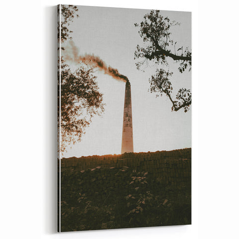 Industrial Smokestack Wall Art – Rustic Environmental Decor