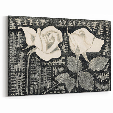 Vintage Gothic Prints - Elegant White Rose Artwork for Dark Decor Style