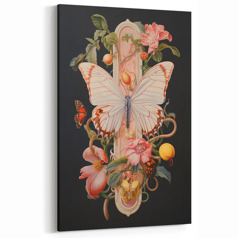 Elegant Butterfly Electric Art: Floral Botanical Canvas Wall Print