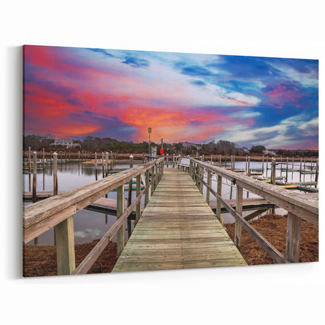 Cape Cod Scenic Wall Decor - Vibrant Dock Sunset Coastal Print