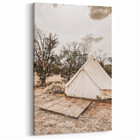 Rustic Camping Tent Wall Art – Farmhouse Adventure-Inspired Decor Print