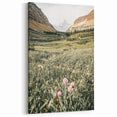 Rustic Farmhouse Wall Art - Serene Mountain Valley with Wildflowers