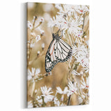 Farmhouse Wall Art - Butterfly on White Flowers in Rustic Meadow Print