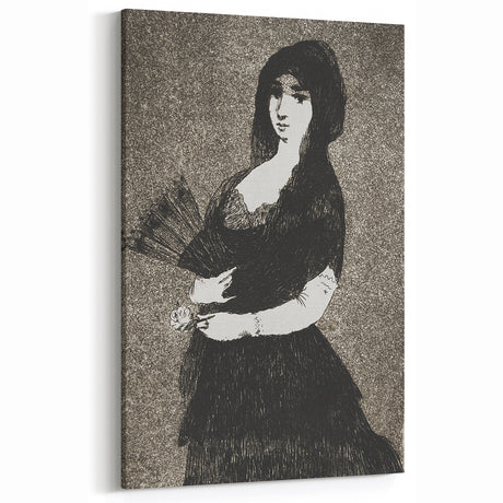 Victorian Lady with Fan Print - Gothic Portrait Wall Art Decor