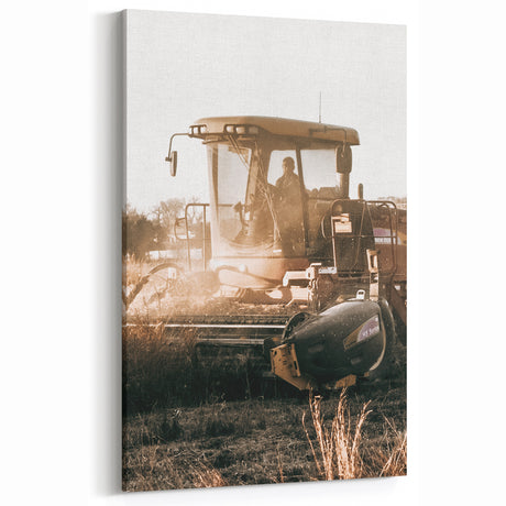 Farmhouse Wall Art - Harvest Tractor in Field for Rustic Country Decor