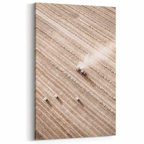 Farmhouse Wall Art - Aerial View of Harvested Field for Rustic Decor