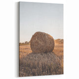 Farmhouse Wall Art - Hay Bale at Sunset for Rustic Country Decor