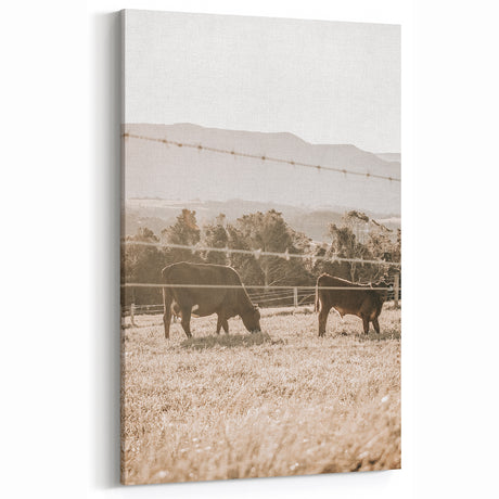 Farmhouse Wall Art - Cows Grazing in Pasture for Rustic Country Decor