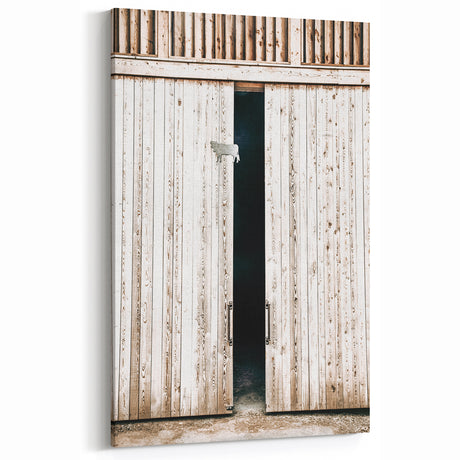 Rustic Farmhouse Wall Art with Wooden Barn Door - Vintage Country Style