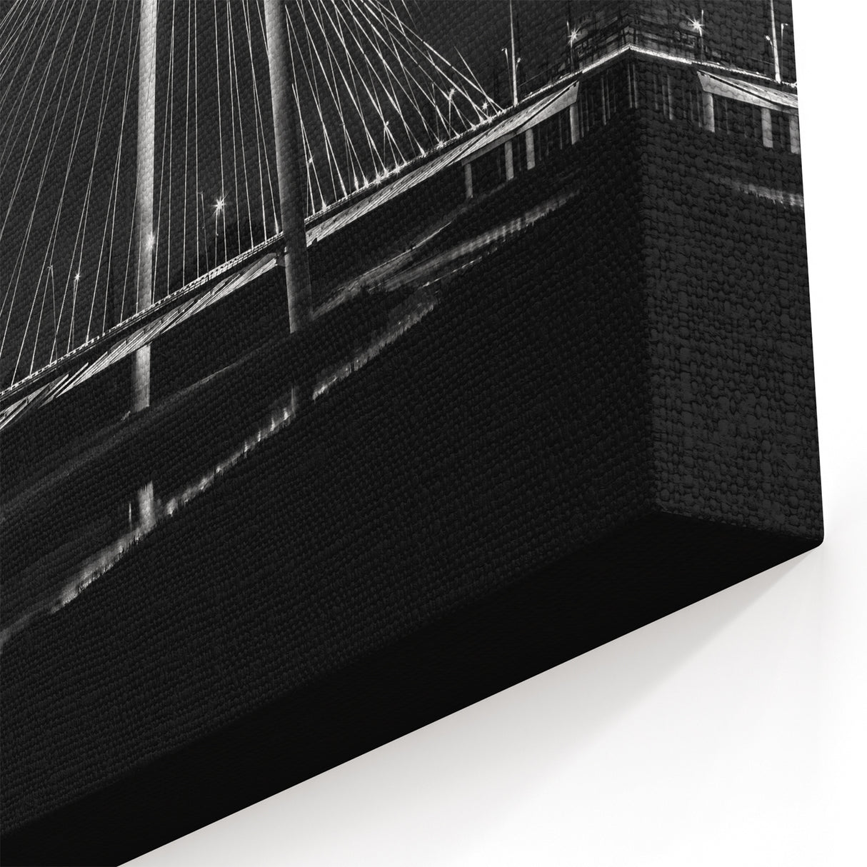 Texas Urban Landscape Canvas - Black and White Dallas Bridge Photography