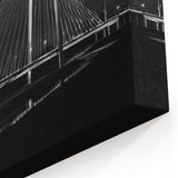 Texas Urban Landscape Canvas - Black and White Dallas Bridge Photography