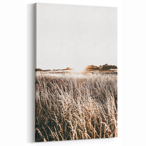 Farmhouse Wall Art: Golden Sunset Over Wheat Field Country Décor