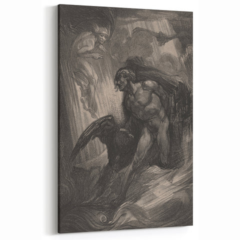 Dark Gothic Mythology Art - Vintage Fallen Angel Gothic Wall Print