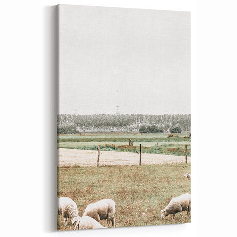 Farmhouse Wall Art: Rustic Country Style with Grazing Sheep Scene