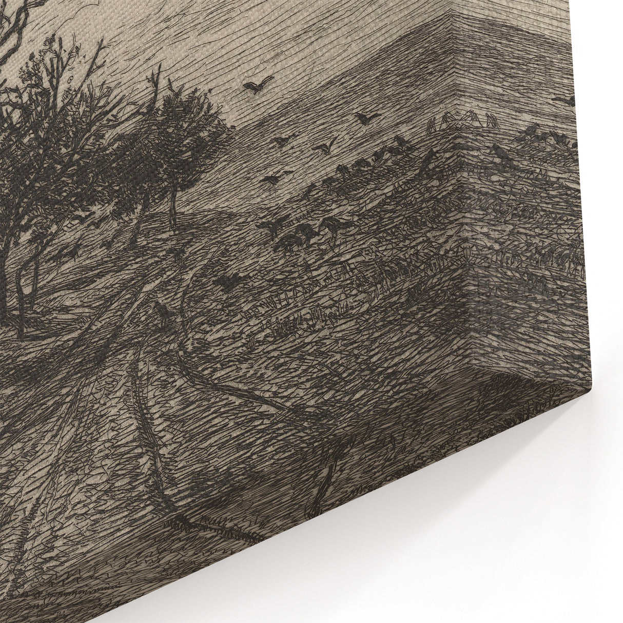 Gothic Artworks - Crows in Barren Landscape for Dark Decor Style
