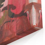 Abstract Electric Art Canvas - Vibrant Pink and Earthy Botanical Design