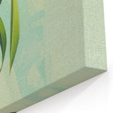Electric Art Canvas - Fresh Green and Coral Botanical Abstract Design