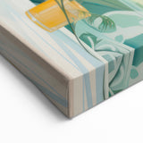 Electric Art Canvas - Fresh Green and Coral Botanical Abstract Design