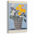 Electric Art Canvas - Bold Yellow and White Floral Arrangement in Blue