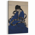 Electric Art Canvas - Mysterious Blue Robe and Serpent Abstract Portrait