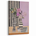 Modern Electric Art Canvas - Lilac Floral Arrangement with Bold Stripes