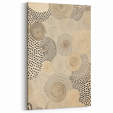 Electric Art Canvas - Abstract Black Spiral Dots on Beige Background