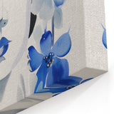 Electric Art Canvas - Blue Floral Portrait with Monochrome Accents