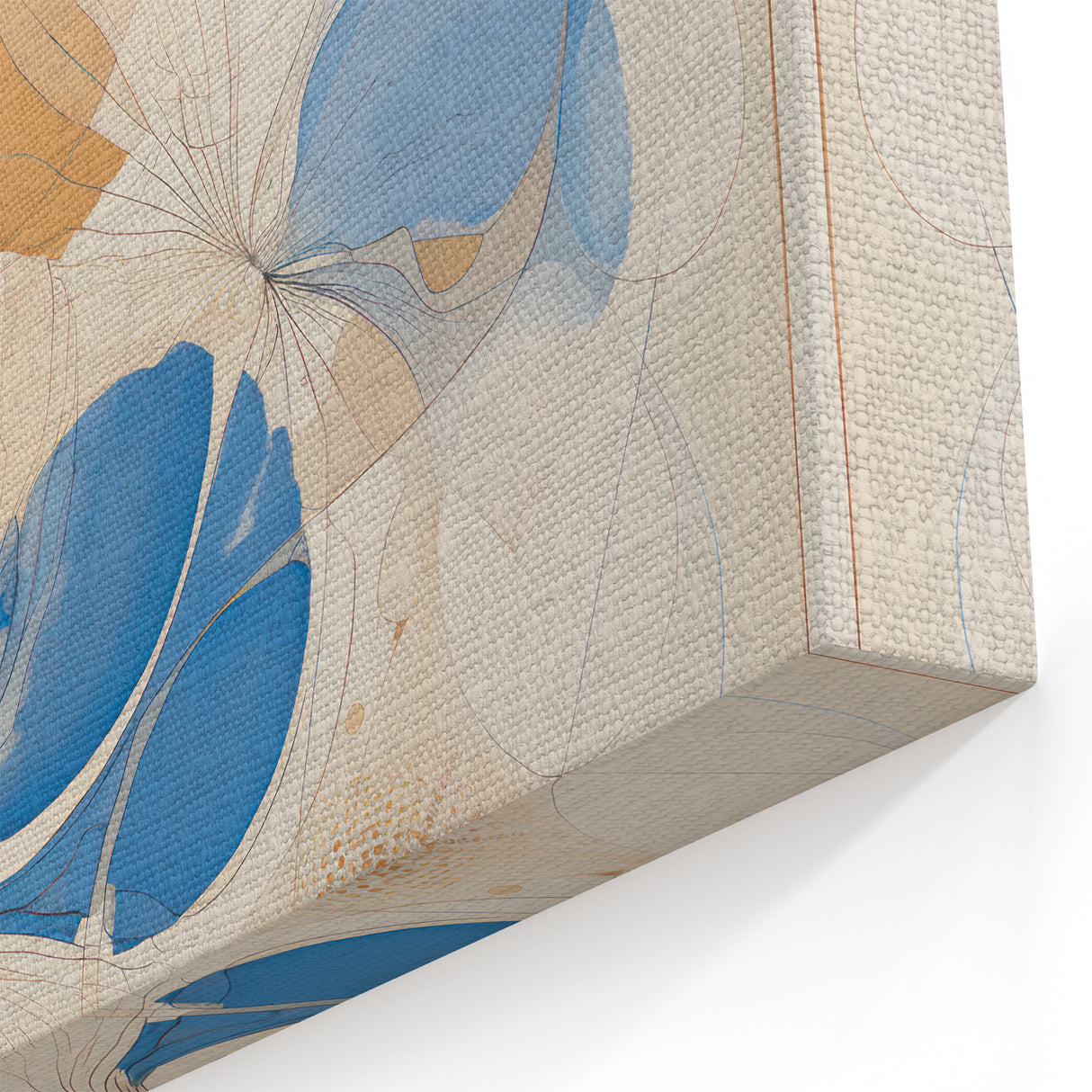 Abstract Electric Art Canvas - Blue and Beige Organic Fluid Patterns
