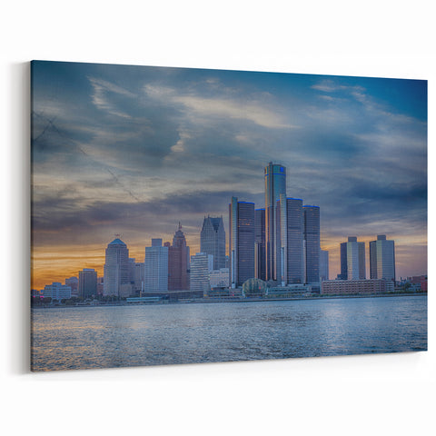 Detroit Skyline Art at Sunset – Vibrant Cityscape Wall Art for Home