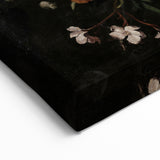 Dark Floral Wreath Art: Portrait Surrounding Flowers Wall Art Decor