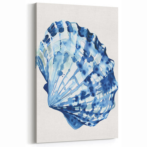 Coastal Wall Art: Blue Seashell Illustration - Ocean-Inspired Nautical Print
