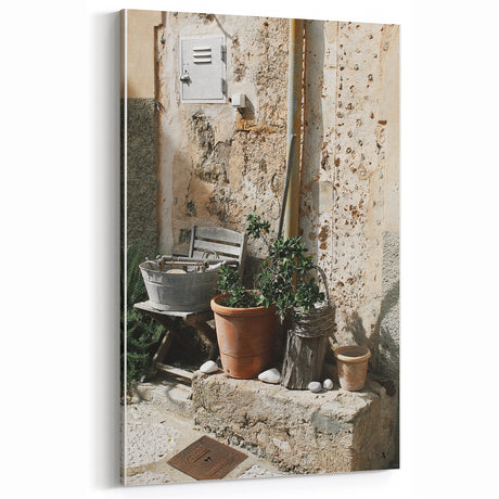 Rustic Mediterranean Corner - Vintage Pottery Wall Art