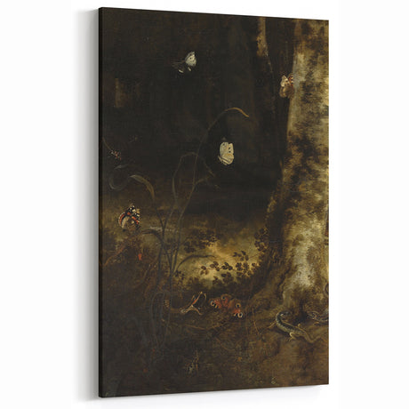 Dark Moody Wall Art - Forest Scene with Butterflies and Serpents