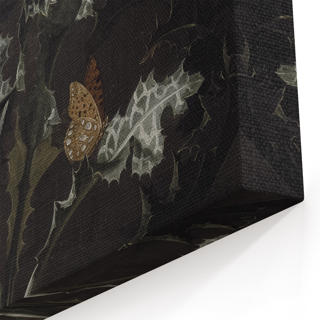 Moody Art Prints - Thistle and Butterfly Scene in Dark Nature Tones