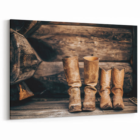 Vintage Cowboy Boots Wall Art – Rustic Farmhouse Country Style Decor