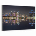 Detroit Skyline at Night – Vibrant Cityscape Reflection Wall Art