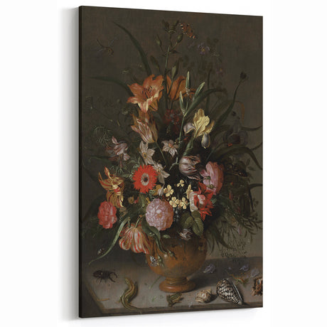 Dark Moody Wall Art - Elegant Floral Arrangement with Rich Dark Tones