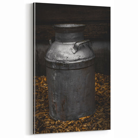 Antique Metal Milk Jug - Rustic Farmhouse Wall Art