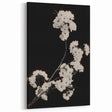Dark Moody Wall Art - Elegant White Blossoms on Black Background