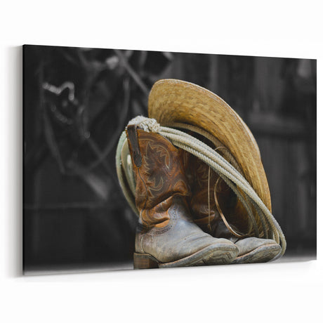 Rustic Cowboy Boots and Hat Wall Art – Vintage Farmhouse Decor