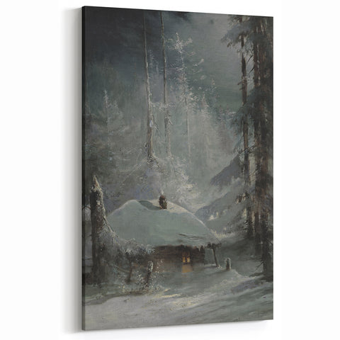 Dark Moody Wall Art - Enigmatic Cabin in Winter - Moody Art Prints