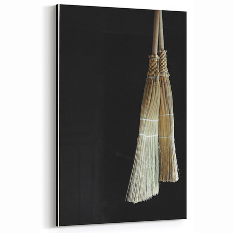 Traditional Broom Pair - Rustic Household Wall Art