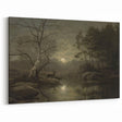 Dark Moody Wall Art - Moonlit Forest Scene with Deer Reflection
