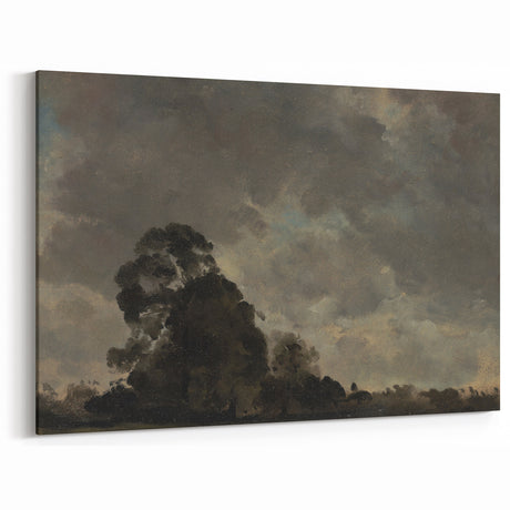 Dark Art Decor - Dramatic Cloudy Sky with Silhouetted Trees