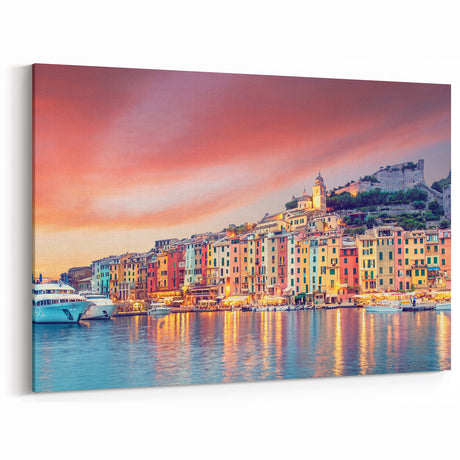 Porto Canvas Art - Colorful Harbor at Sunset