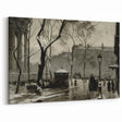 Dark Moody Wall Art - Snowy Urban Street Scene with Vintage Charm
